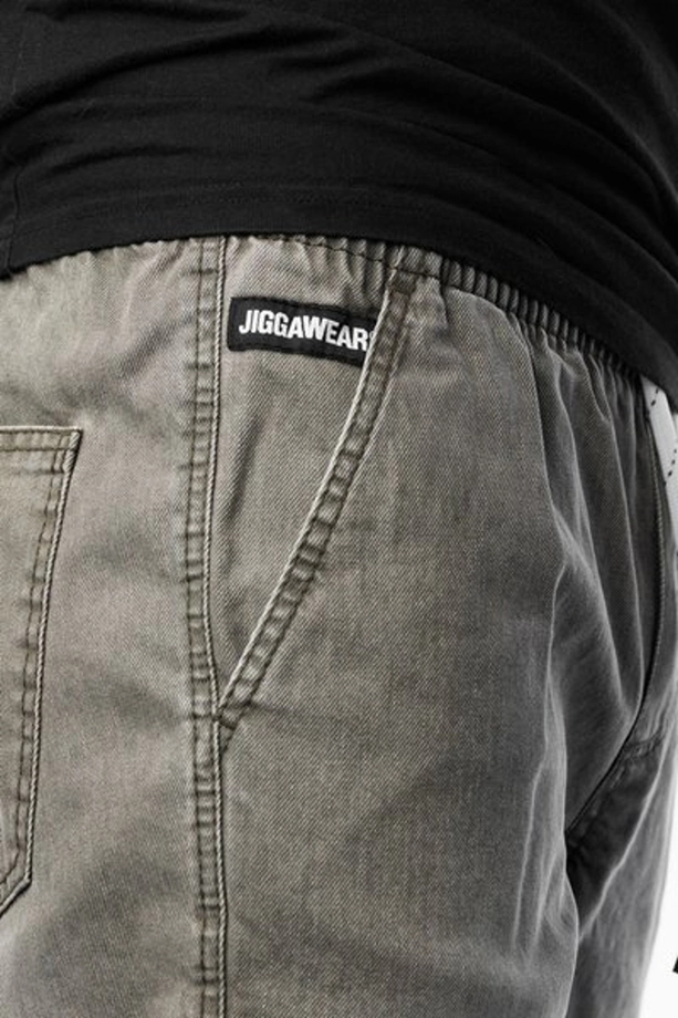 Spodnie męskie jeans jogger Jigga Wear Crown grey/green