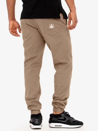 Spodnie męskie Materiałowe Jogger Jigga Wear Crown sand beżowe