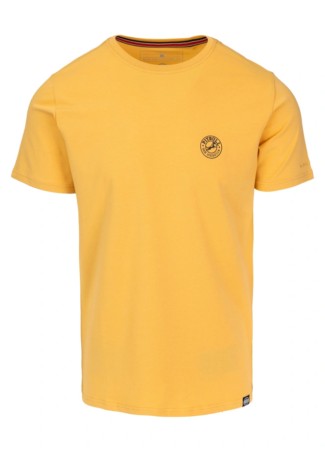 Koszulka męska T-Shirt Pit Bull Pitbull San Diego CA Small Logo Slim Fit żółta