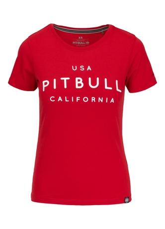 Koszulka t-shirt damska Pit Bull Pitbull USA CAL czerwona