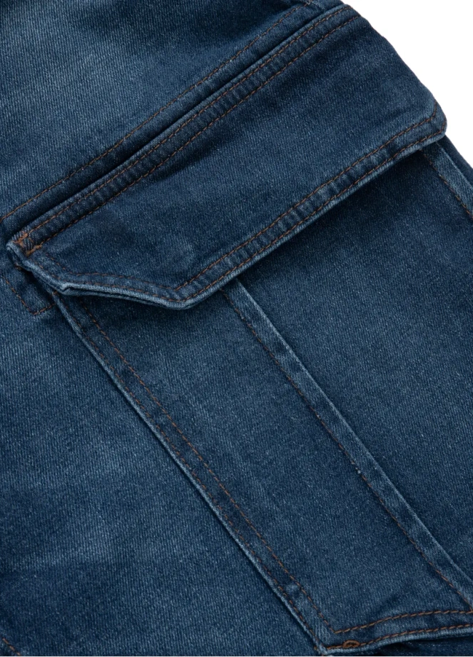 Spodenki szorty jeans bojówki męskie Pitbull Navy Wash Longspur granatowe