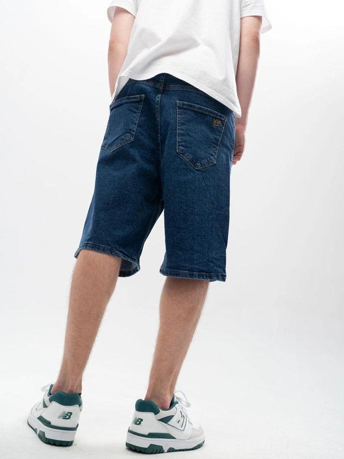 Spodenki szorty męskie jeans Jigga Wear Small Outline Crown niebieskie