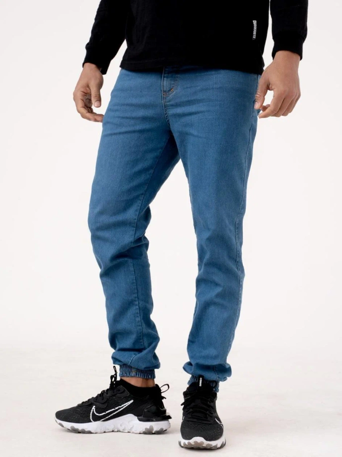 Spodnie męskie Jogger Jeans Jigga Wear Crown Medium Blue niebieskie