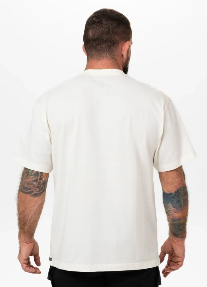 Koszulka męska T-Shirt oversize Pitbull Skull Logo Loose Fit biała