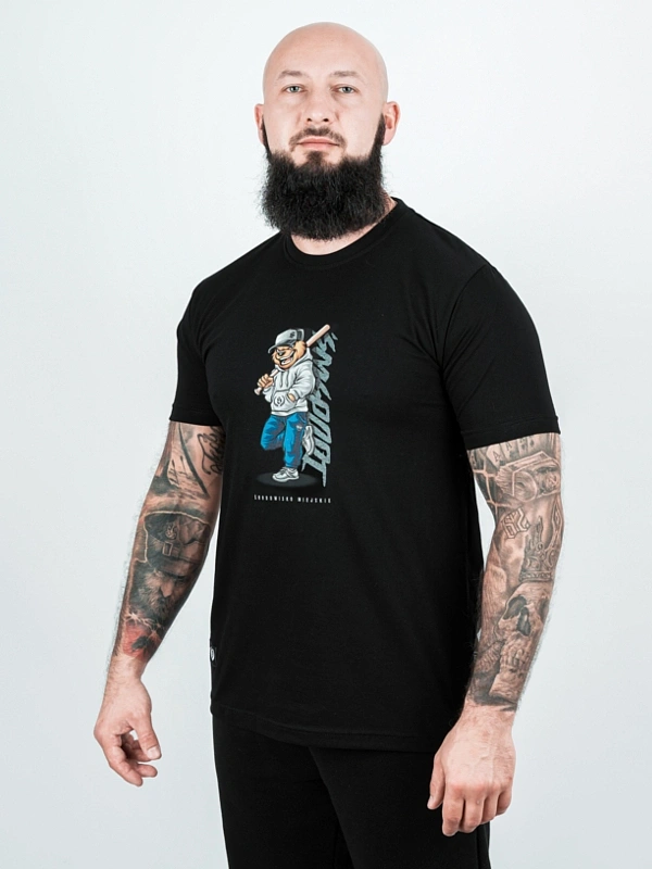 Koszulka męska t-shirt Środowisko Miejskie Baseball Bear czarna