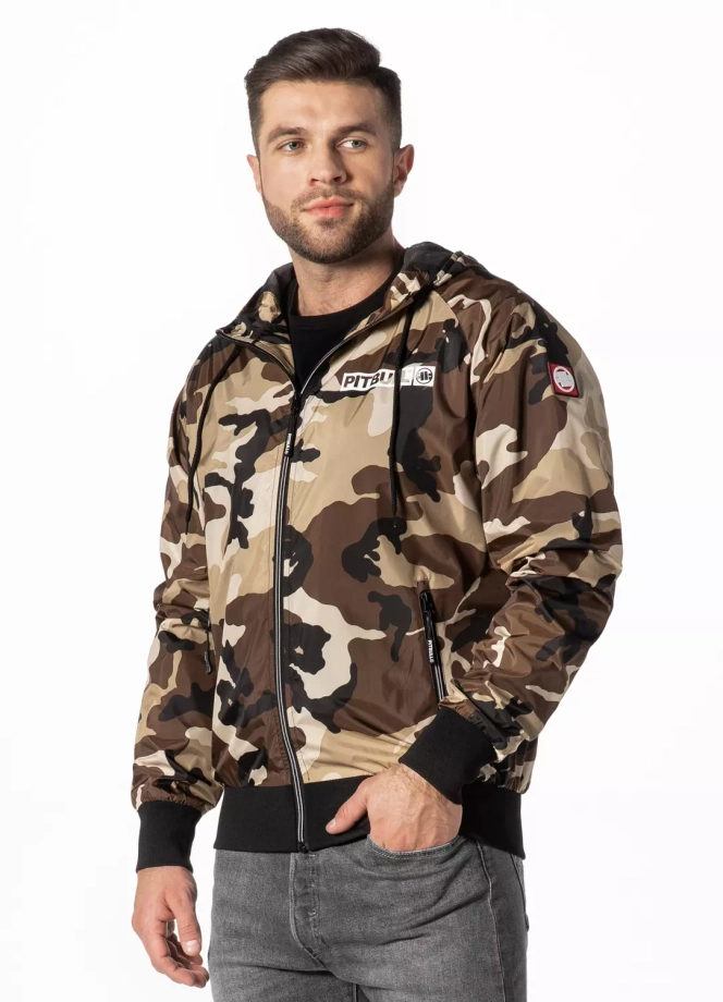 Kurtka męska wiosenna przejściowa Pit Bull Athletic Hilltop Nylon Jacket wiatrówka piaskowe camo