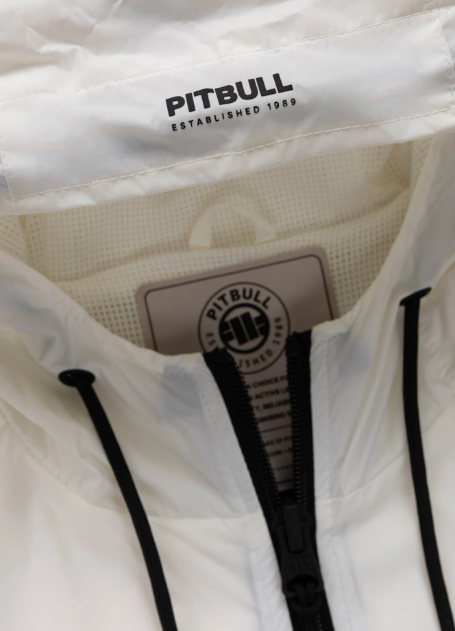 Kurtka męska wiosenna przejściowa Pit Bull Athletic Tape wiatrówka off white biała