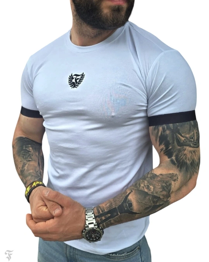 Koszulka męska t-shirt FURIA Haft Muscle Fit biała