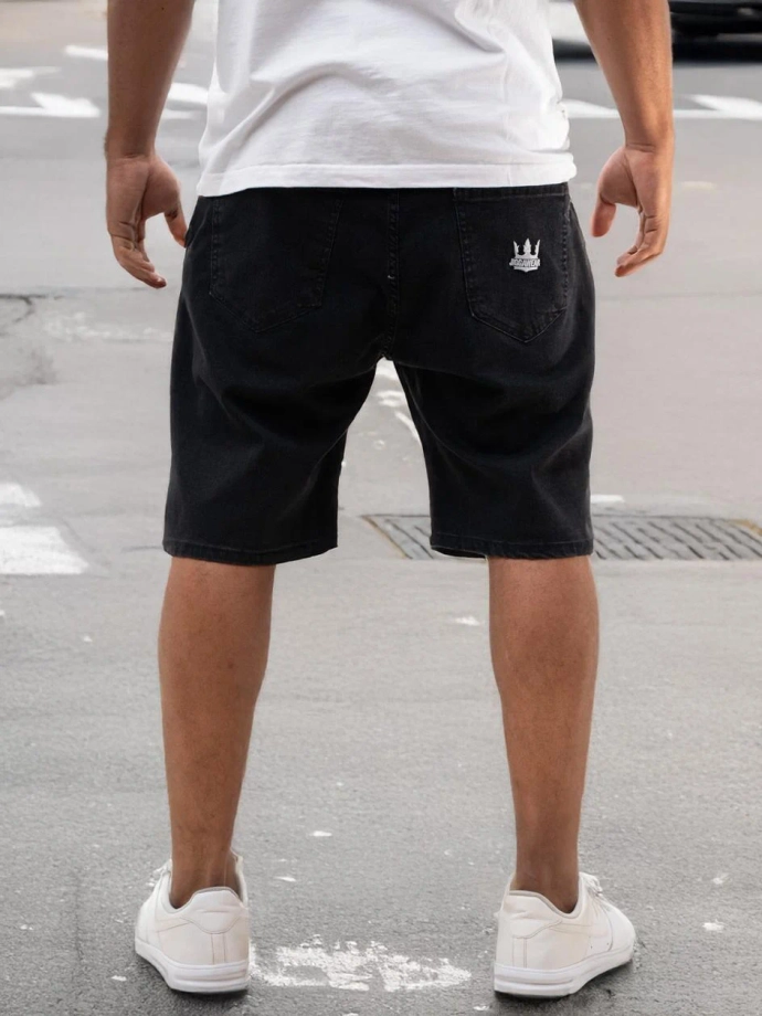Spodenki szorty męskie jeans Baggy Jigga Wear Crown czarne