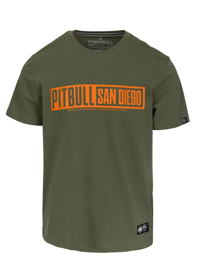 Koszulka męska T-Shirt Pitbull Eighty Nine Dog oliwkowa zielona