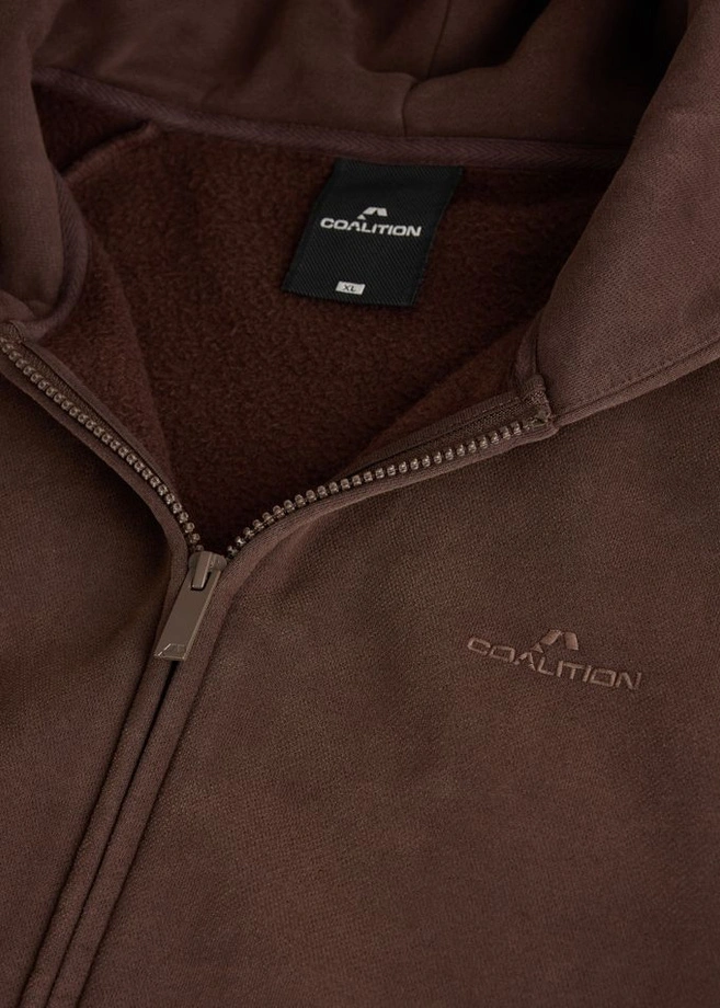 Bluza męska rozpinana z kapturem Coalition CLTN Zip 526 brązowa