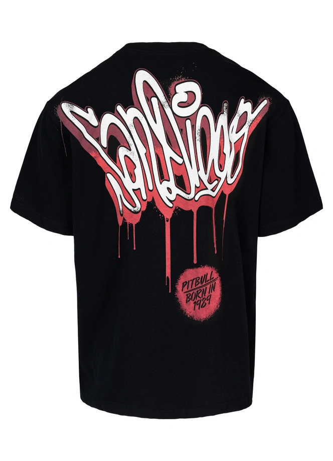 Koszulka męska T-Shirt oversize Pitbull Graffiti Loose Fit czarna