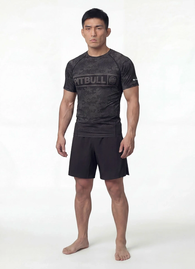 Koszulka męska rashguard Pitbull Hex Camo Hilltop czarna