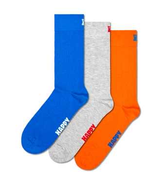 Skarpety Happy Socks 3-Pack Solid Socks niebieskie/szare/pomarańczowe