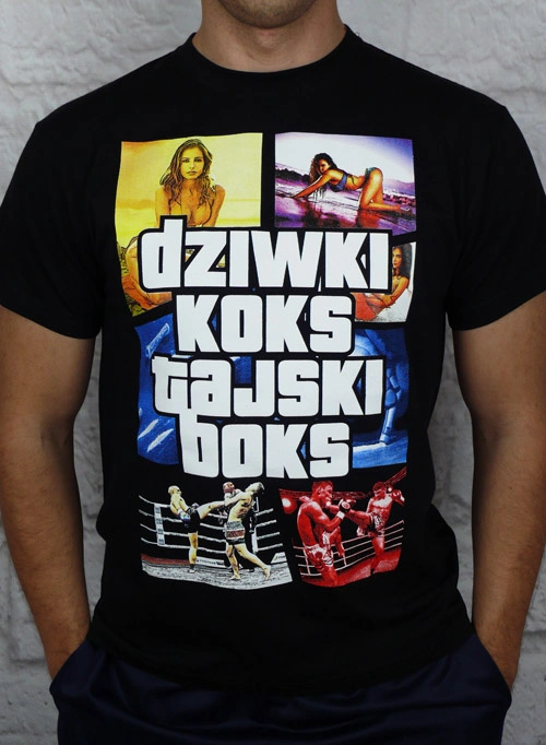 Koszulka męska T-shirt Public Enemy Dziwki Koks Tajski Boks czarna