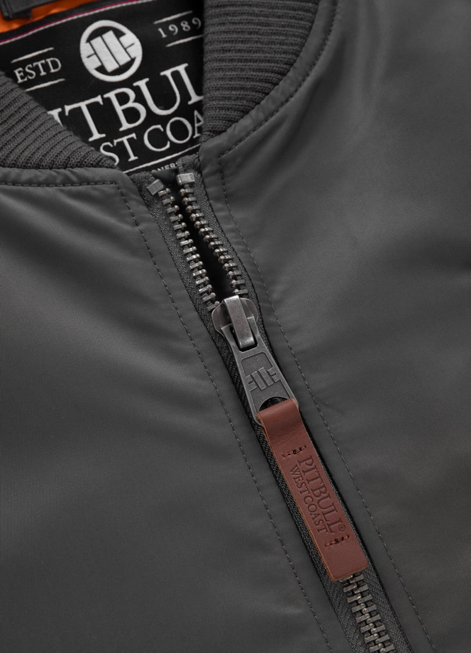Kurtka męska przejściowa wiosenna Pit Bull MA 1 Logo Flight Jacket 2 bomber grafitowa szara
