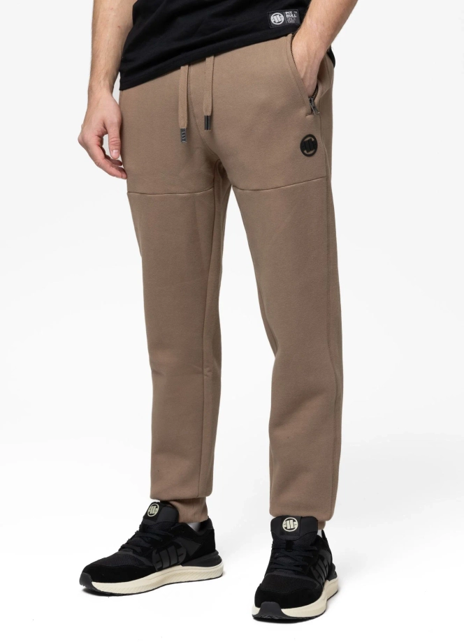 Spodnie męskie dresowe Pit Bull Small Logo HD brązowe