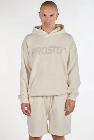 Bluza męska z kapturem Prosto Big Log Infinity kremowa
