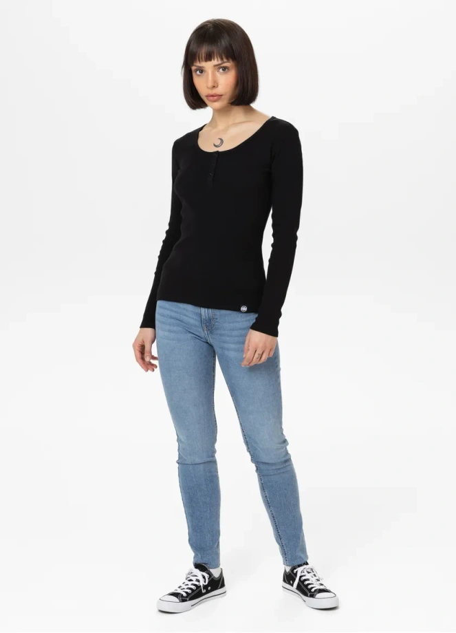 Koszulka longsleeve damski Pit Bull Rib czarna