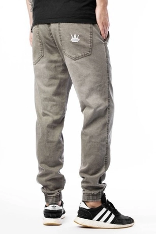 Spodnie męskie jeans jogger Jigga Wear Crown grey/green