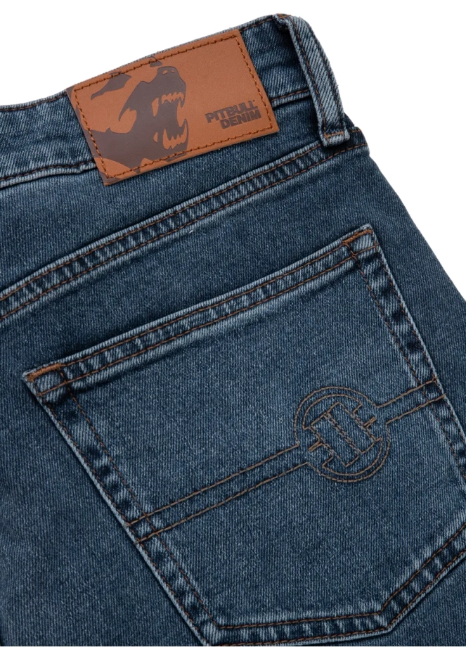 Spodenki szorty jeans męskie Pitbull Medium Wash Highlander niebieskie