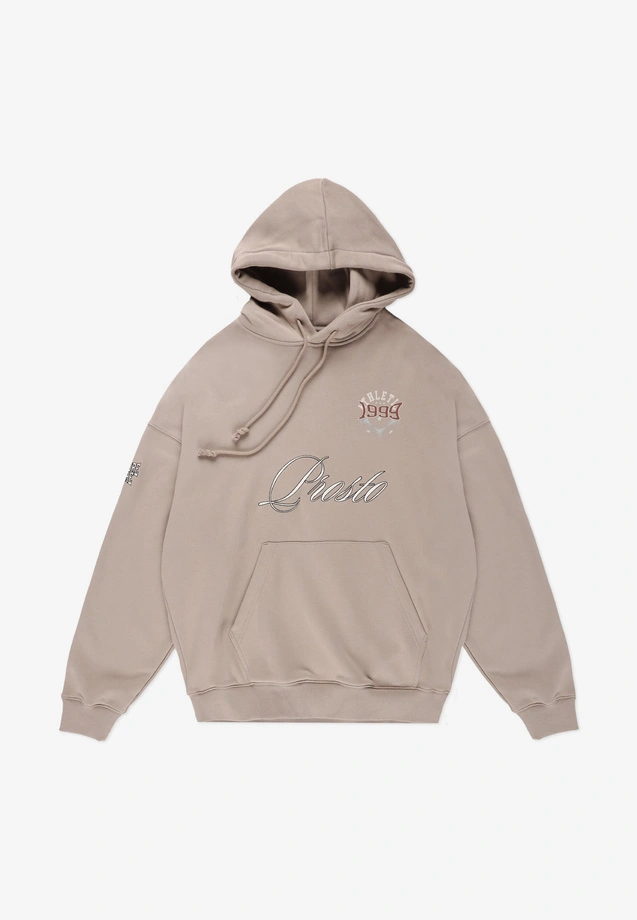 Bluza męska z kapturem oversize Prosto Football Fan beżowa