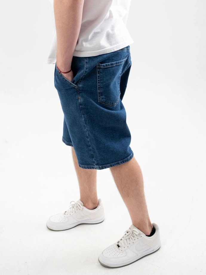 Spodenki szorty męskie jeans Jigga Wear Small Outline Crown niebieskie