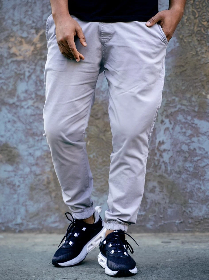 Spodnie męskie Materiałowe Jogger Jigga Wear Base szare