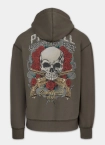 Bluza męska rozpinana z kapturem Pitbull Santa Muerte zielona