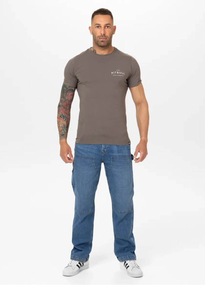 Koszulka męska T-Shirt Pit Bull Pitbull USA CAL Slim Fit taupe