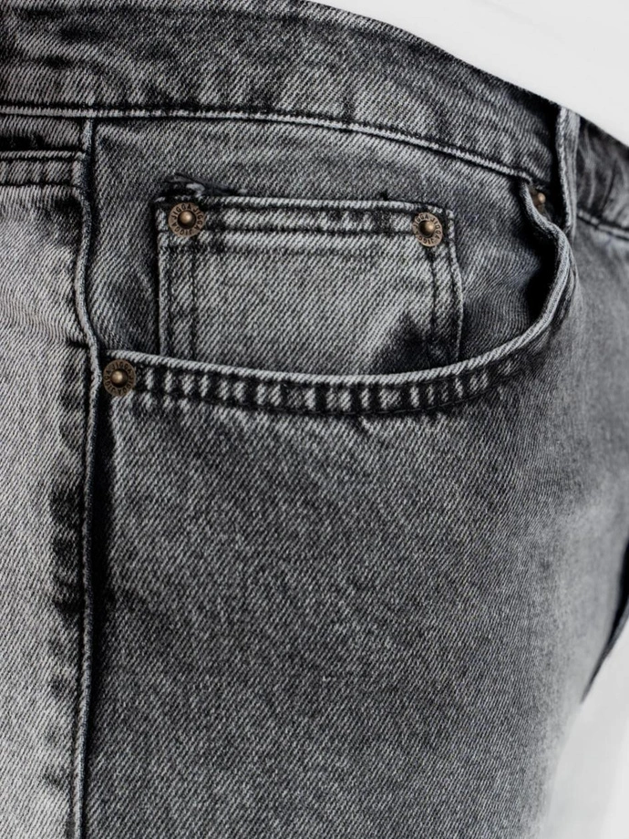 Spodnie męskie Jeans Jigga Wear Mini Haft Logo szare