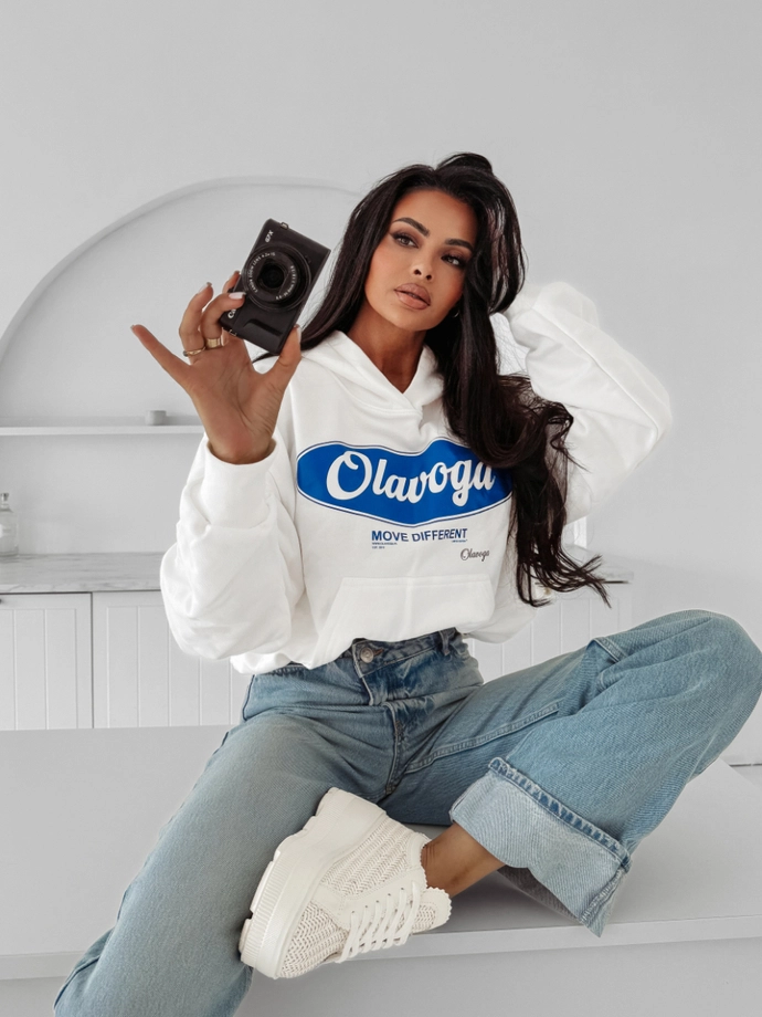 Bluza damska z kapturem Olavoga Autumn Muse ecru kremowa