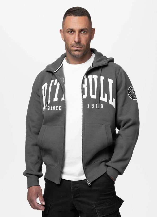 Bluza męska rozpinana z kapturem Pit Bull Norton grafitowa