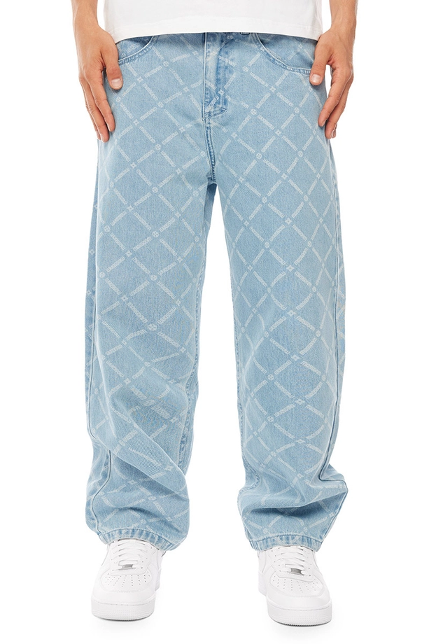 Spodnie męskie Jeans Extra Baggy Mass Denim Monogram jasno niebieskie