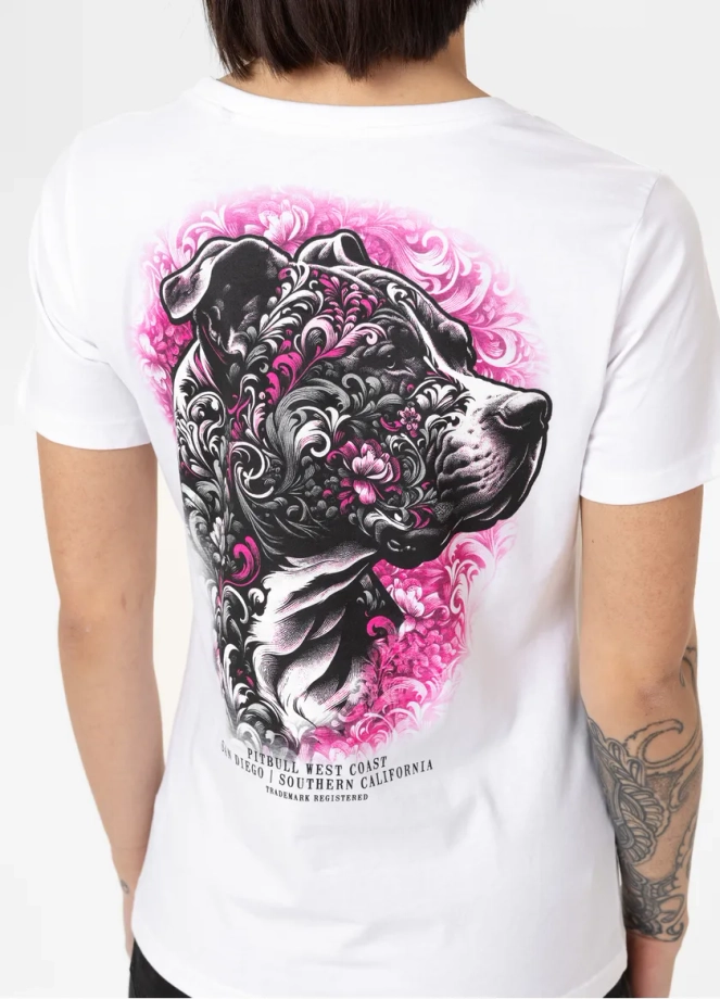 Koszulka damska T-shirt Pit Bull Tattoo biała
