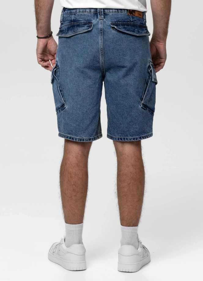 Spodenki szorty jeans bojówki męskie Pitbull Classic Wash Strandway niebieskie