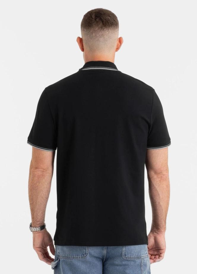 Koszulka męska Polo Pitbull Pique Stripes Regular czarna