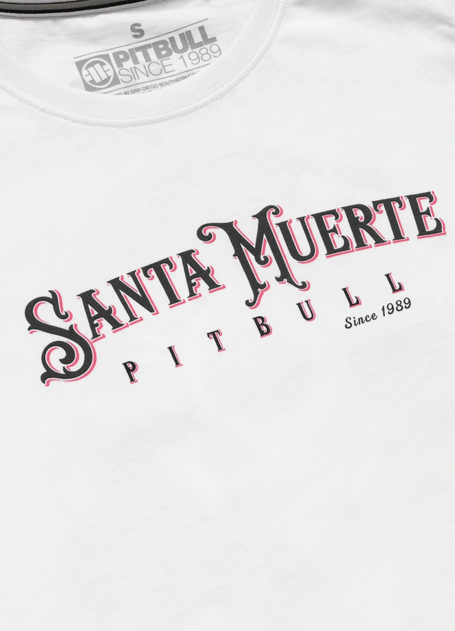 Koszulka damska T-shirt Pit Bull Santa Muerte Rose biała