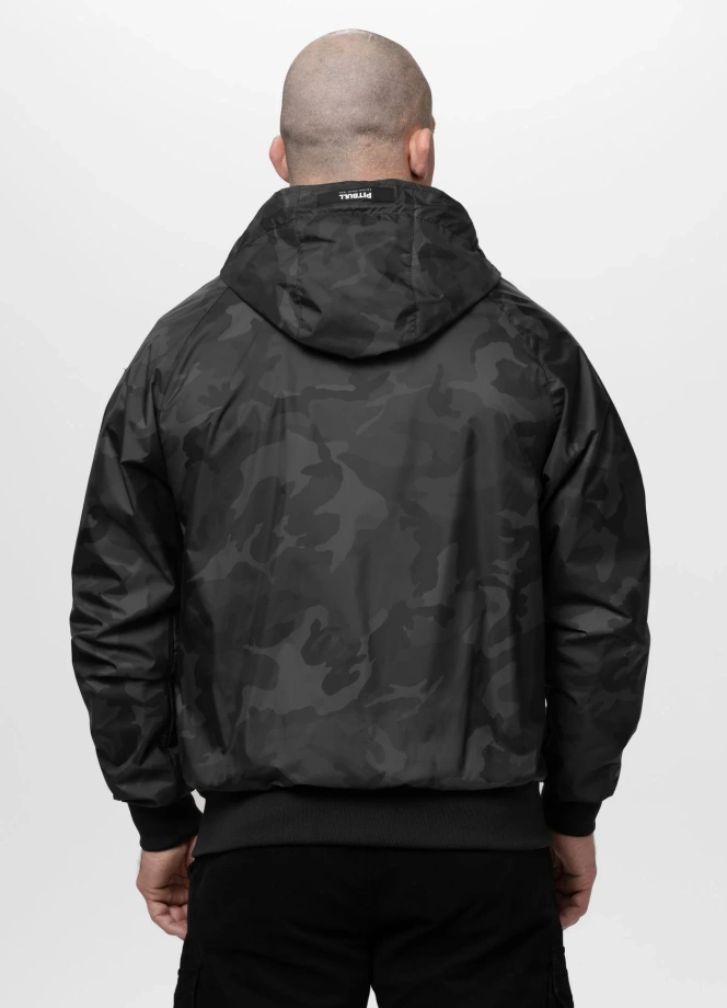 Kurtka męska wiosenna przejściowa Pit Bull Athletic Logo wiatrówka czarna camo
