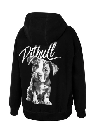 Bluza damska z kapturem oversize Pitbull Pit Bull Puppy hooded czarna