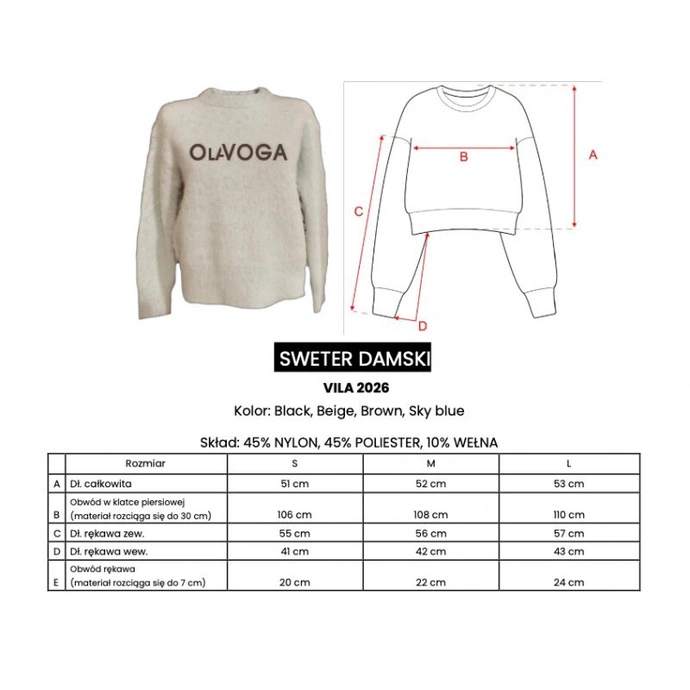 Sweter damski Olavoga VILLA brązowy