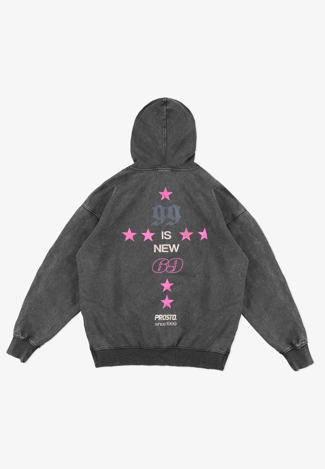 Bluza męska z kapturem oversize Prosto Washed99 grafitowa