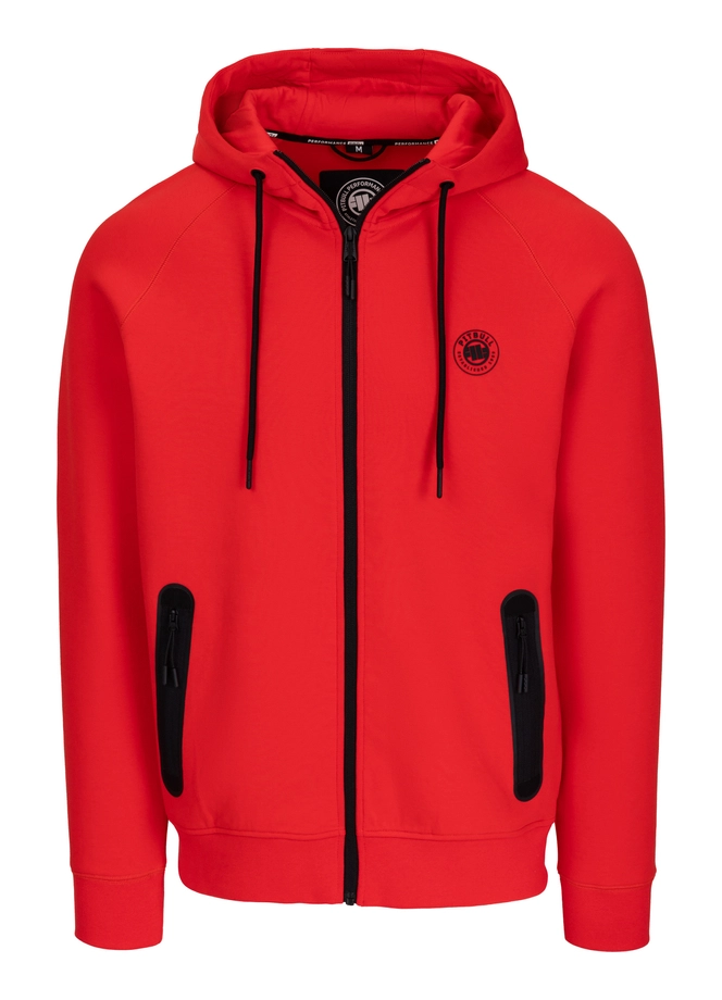 Bluza męska z kapturem Pitbull Pit Bull Dogwood ZIP czerwona