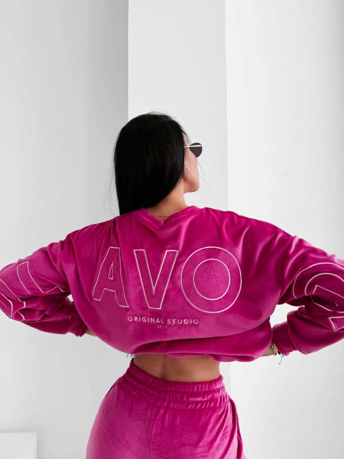 Komplet damski welurowy Olavoga Velvet Ash różowy