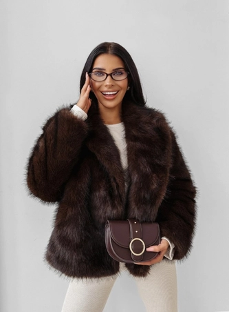 Kurtka futerko damskie Olavoga Cuar brązowa