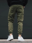 Spodnie męskie Materiałowe Jogger Bojówki Jigga Wear Stripe Zip Cargo zielone