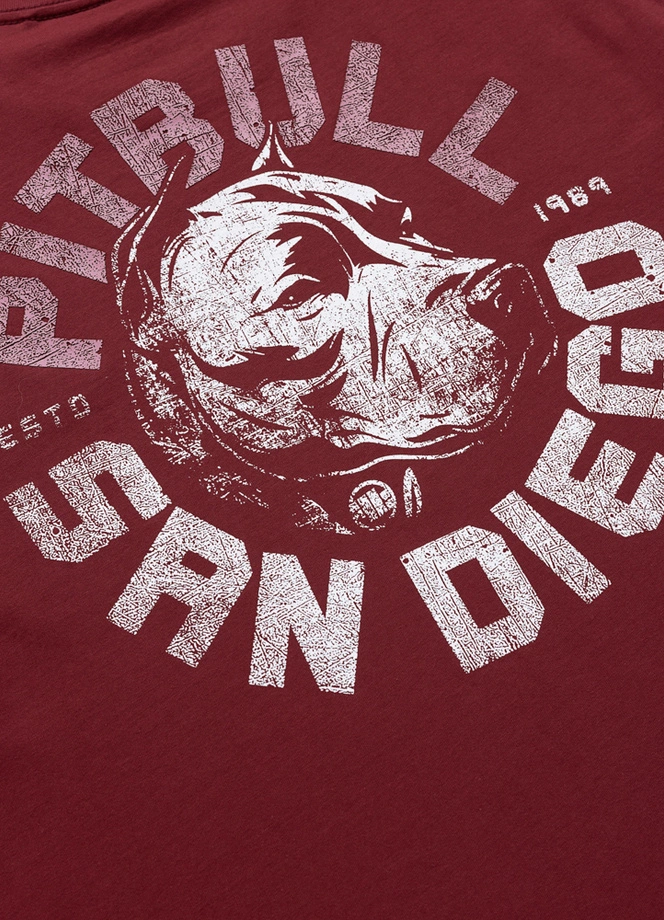 Koszulka męska T-Shirt Pit Bull Pitbull Dog SD bordowa