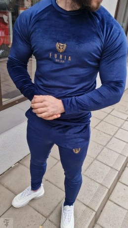 Komplet dresowy męski welurowy FURIA ELITE granatowy