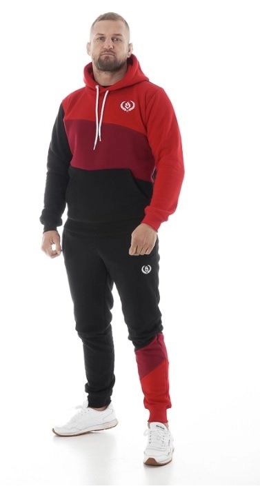 Bluza męska z kapturem Środowisko Miejskie Trio czarna/czerwona