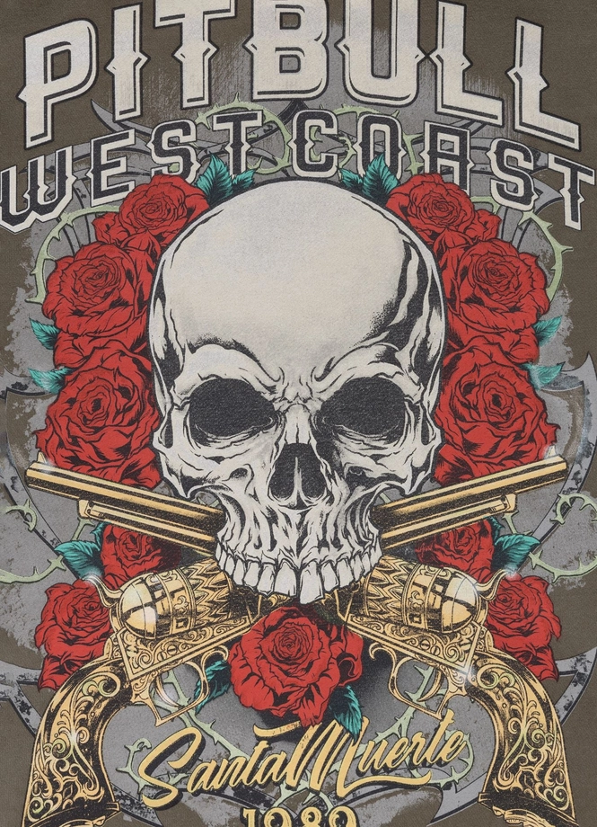 Bluza męska rozpinana z kapturem Pitbull Santa Muerte zielona